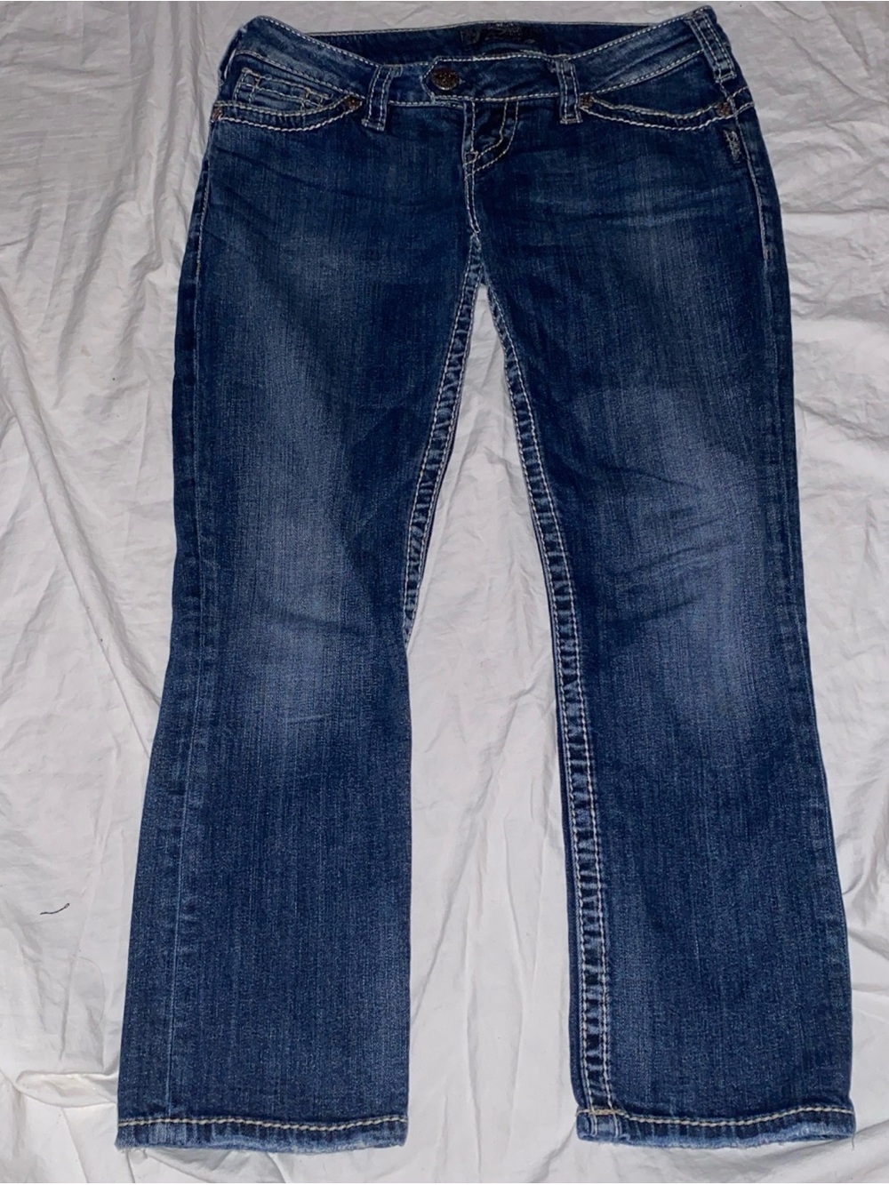 Silver Jeans Womens W27 Blue Dark Wash Tuesday 16 1/2" Capri runs big